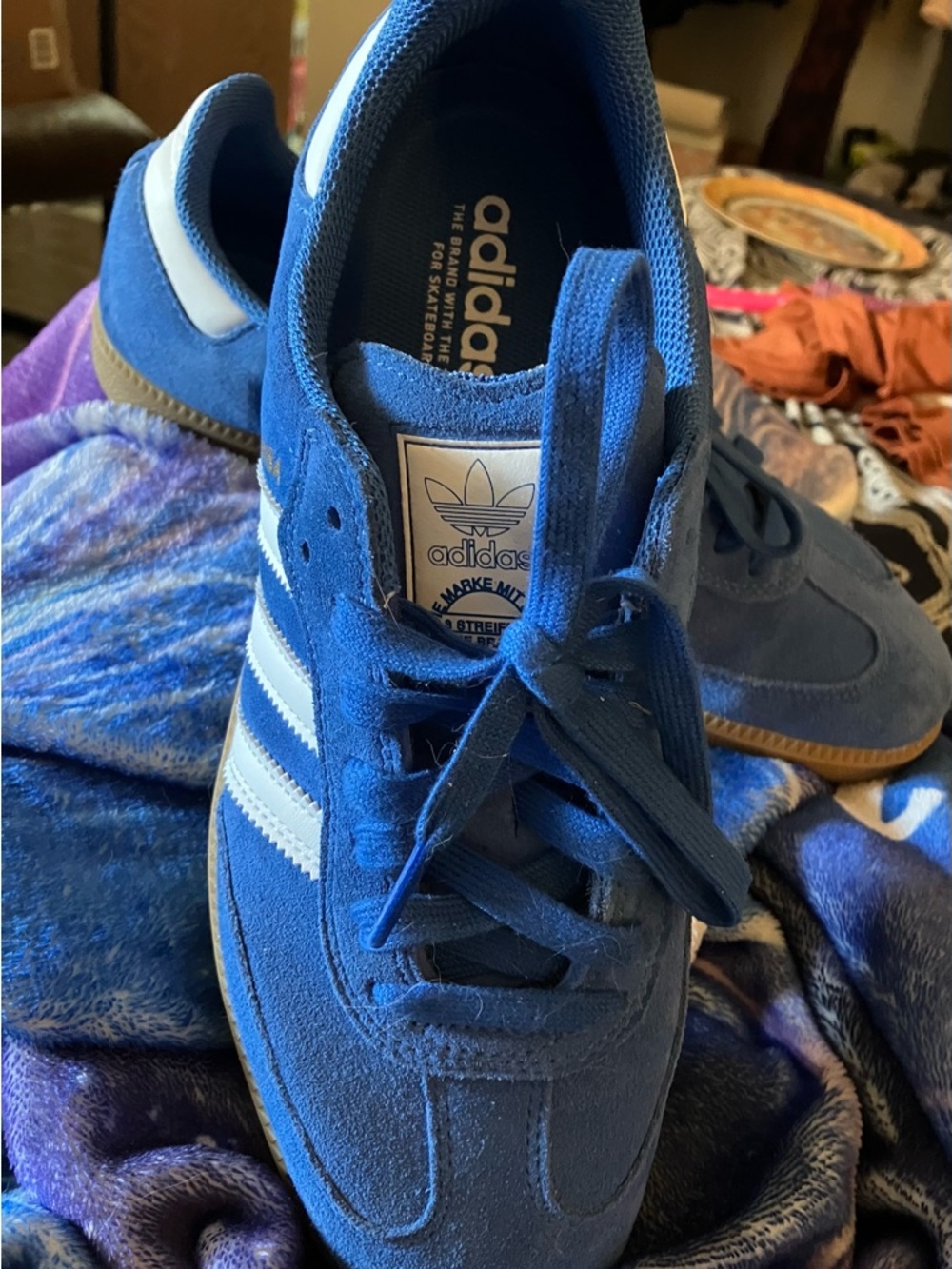 Men’s Adidas Suede Blue Sambas Size 8.5 - Picture 3 of 4